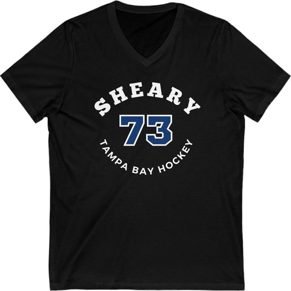 Sheary 73 Tampa Bay Hockey Number Arch Design Unisex V-Neck Tee