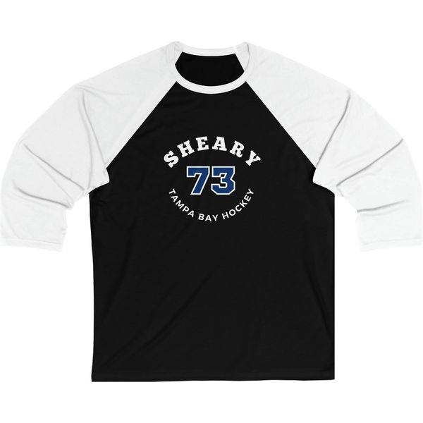 Sheary 73 Tampa Bay Hockey Number Arch Design Unisex Tri-Blend 3/4 Sleeve Raglan Baseball Shirt