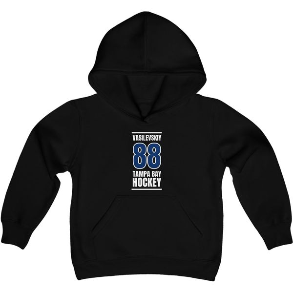 Vasilevskiy 88 Tampa Bay Hockey Blue Vertical Design Youth Hooded Sweatshirt