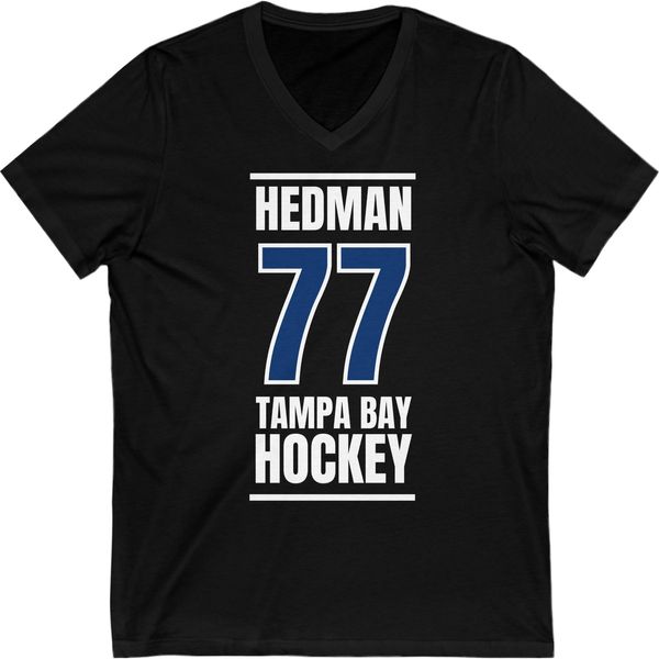 Hedman 77 Tampa Bay Hockey Blue Vertical Design Unisex V-Neck Tee