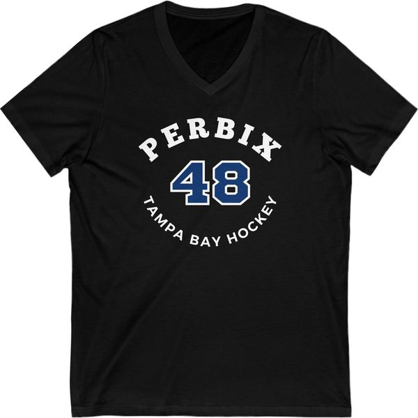 Perbix 48 Tampa Bay Hockey Number Arch Design Unisex V-Neck Tee