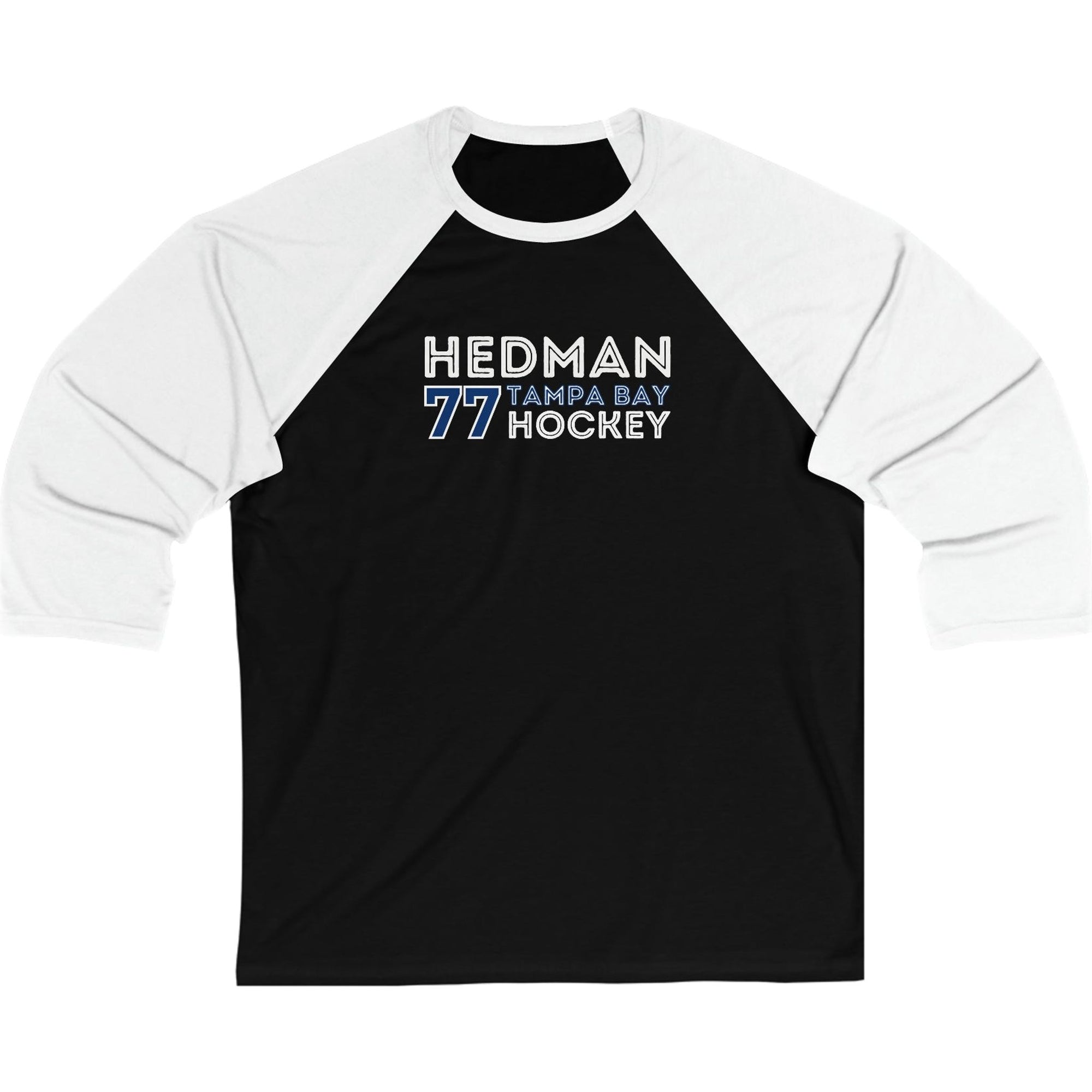 Hedman 77 Tampa Bay Hockey Grafitti Wall Design Unisex Tri-Blend 3/4 Sleeve Raglan Baseball Shirt
