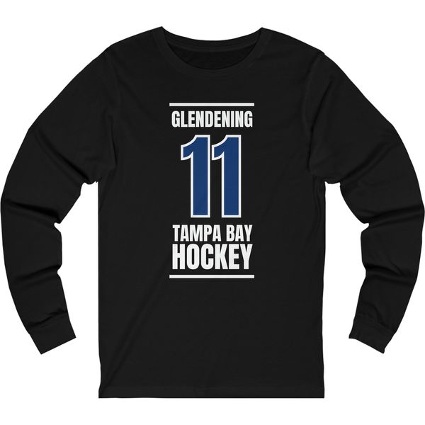 Glendening 11 Tampa Bay Hockey Blue Vertical Design Unisex Jersey Long Sleeve Shirt