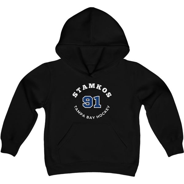 Stamkos 91 Tampa Bay Hockey Number Arch Design Youth Hooded Sweatshirt