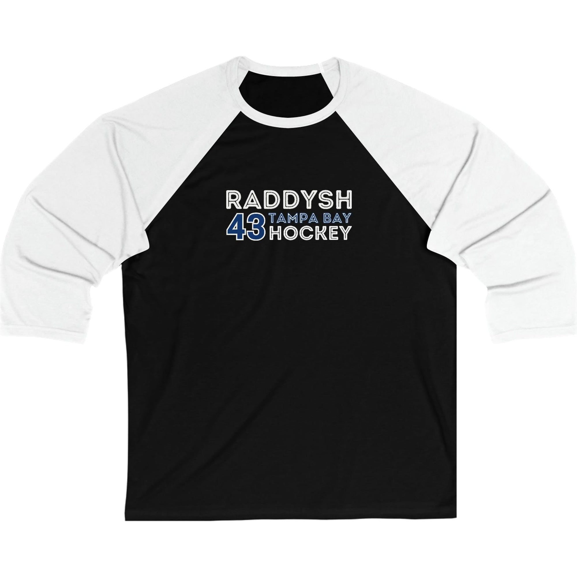 Raddysh 43 Tampa Bay Hockey Grafitti Wall Design Unisex Tri-Blend 3/4 Sleeve Raglan Baseball Shirt