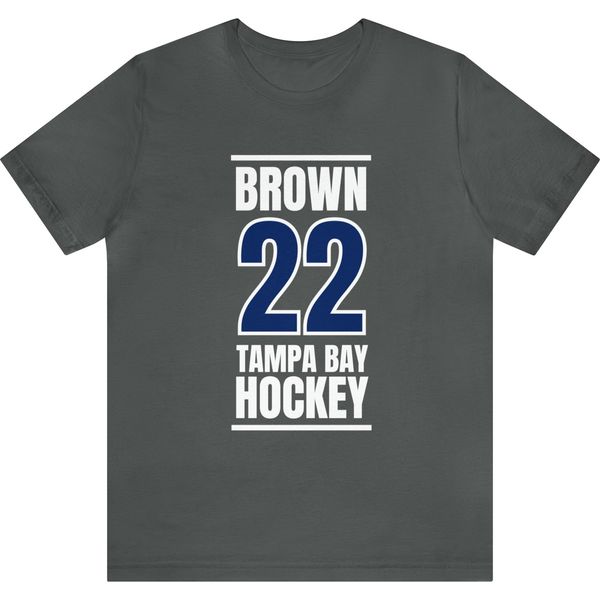 Brown 22 Tampa Bay Hockey Blue Vertical Design Unisex T-Shirt