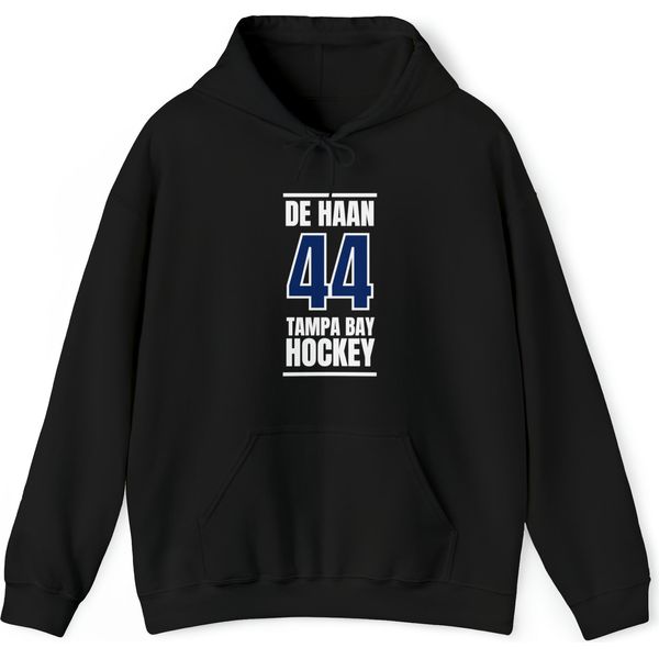 de Haan 44 Tampa Bay Hockey Blue Vertical Design Unisex Hooded Sweatshirt