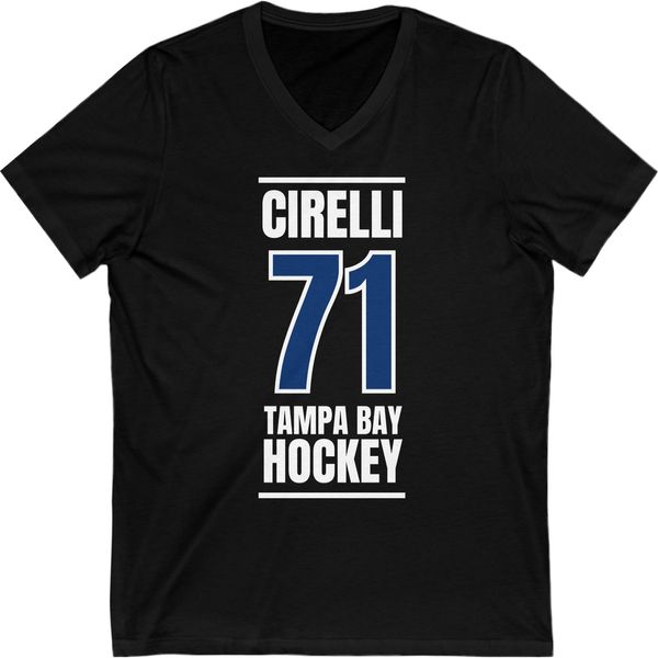 Cirelli 71 Tampa Bay Hockey Blue Vertical Design Unisex V-Neck Tee