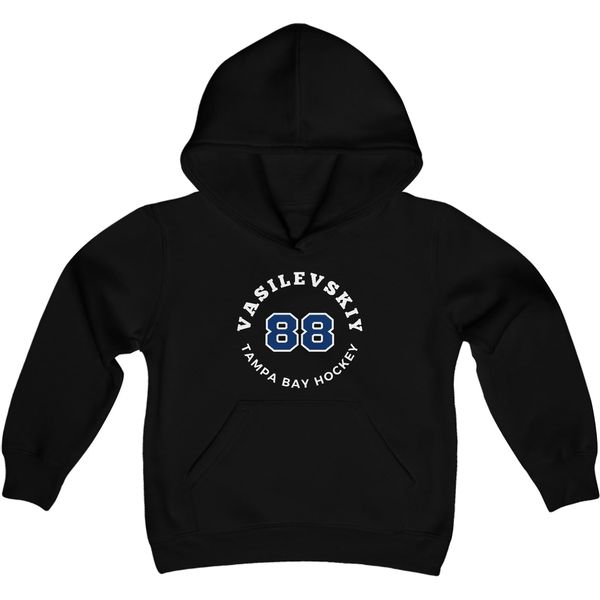 Vasilevskiy 88 Tampa Bay Hockey Number Arch Design Youth Hooded Sweatshirt