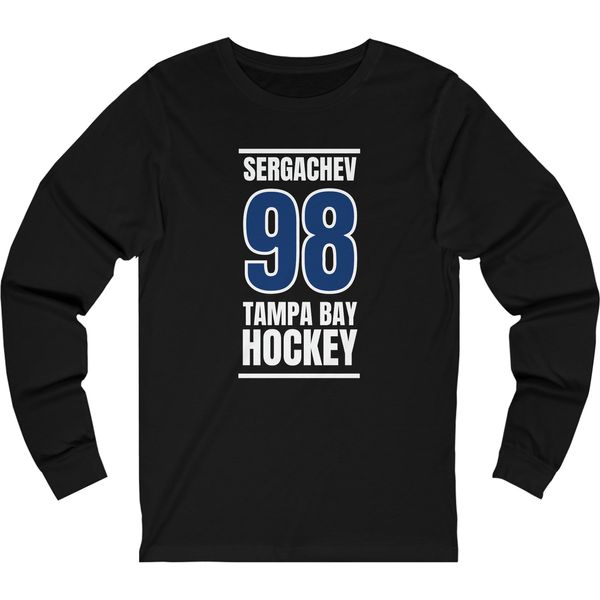 Sergachev 98 Tampa Bay Hockey Blue Vertical Design Unisex Jersey Long Sleeve Shirt