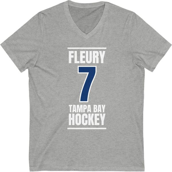 Fleury 7 Tampa Bay Hockey Blue Vertical Design Unisex V-Neck Tee