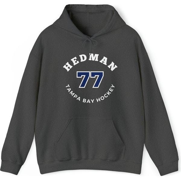 Hedman 77 Tampa Bay Hockey Number Arch Design Unisex Hooded Sweatshirt