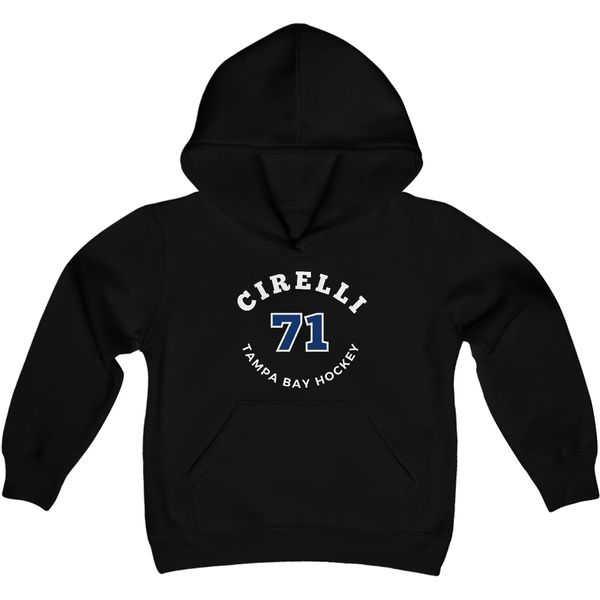 Cirelli 71 Tampa Bay Hockey Number Arch Design Youth Hooded Sweatshirt