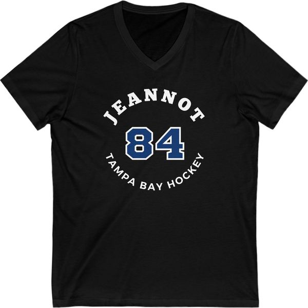 Jeannot 84 Tampa Bay Hockey Number Arch Design Unisex V-Neck Tee