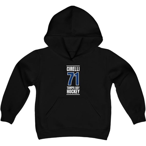 Cirelli 71 Tampa Bay Hockey Blue Vertical Design Youth Hooded Sweatshirt