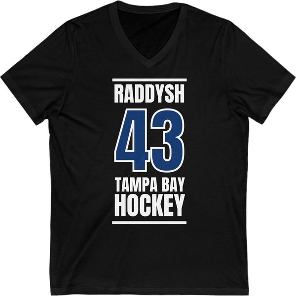 Raddysh 43 Tampa Bay Hockey Blue Vertical Design Unisex V-Neck Tee