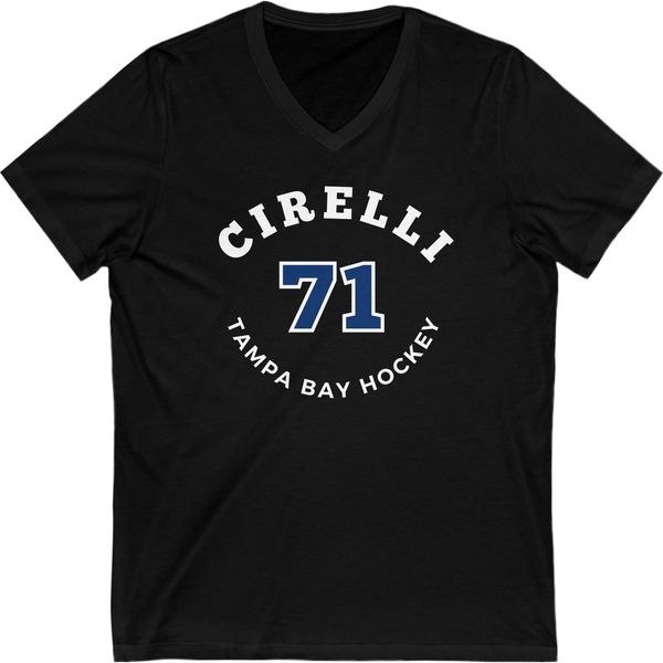 Cirelli 71 Tampa Bay Hockey Number Arch Design Unisex V-Neck Tee