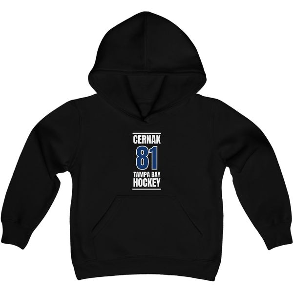 Cernak 81 Tampa Bay Hockey Blue Vertical Design Youth Hooded Sweatshirt