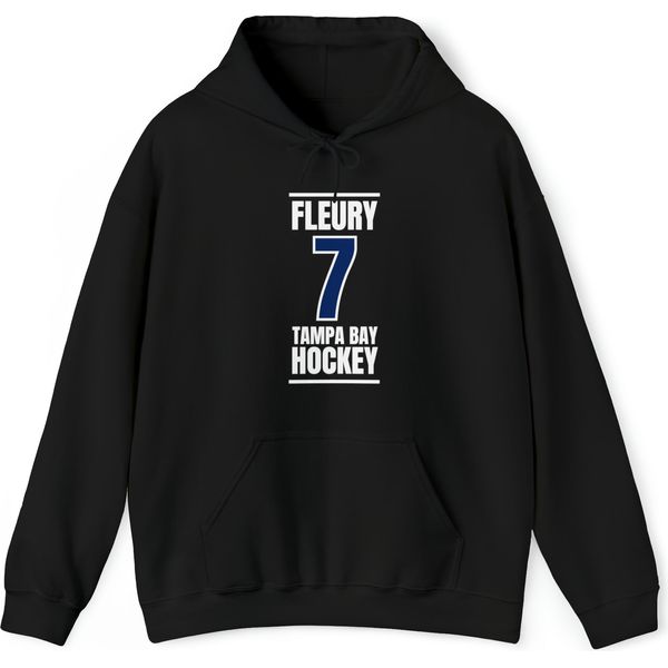 Fleury 7 Tampa Bay Hockey Blue Vertical Design Unisex Hooded Sweatshirt
