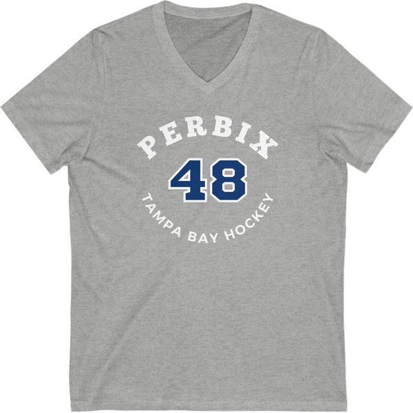 Perbix 48 Tampa Bay Hockey Number Arch Design Unisex V-Neck Tee