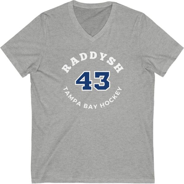 Raddysh 43 Tampa Bay Hockey Number Arch Design Unisex V-Neck Tee