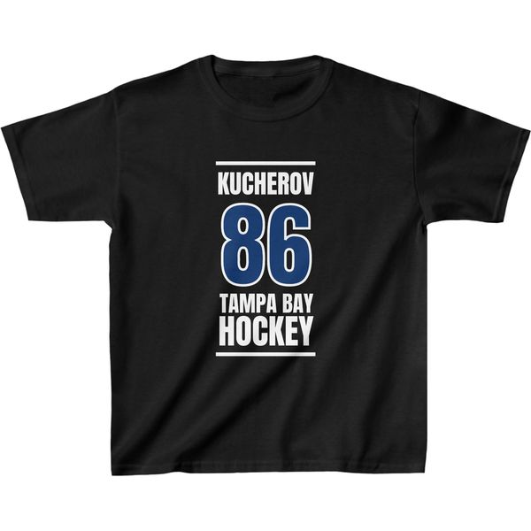 Kucherov 86 Tampa Bay Hockey Blue Vertical Design Kids Tee