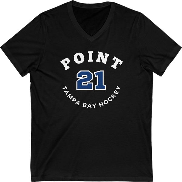 Point 21 Tampa Bay Hockey Number Arch Design Unisex V-Neck Tee