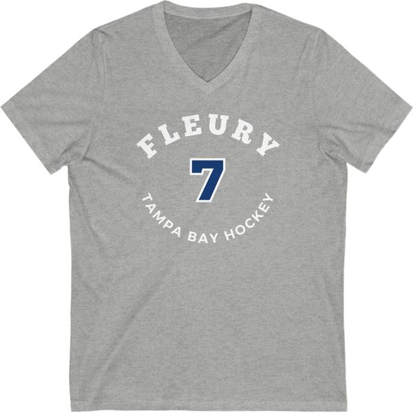 Fleury 7 Tampa Bay Hockey Number Arch Design Unisex V-Neck Tee