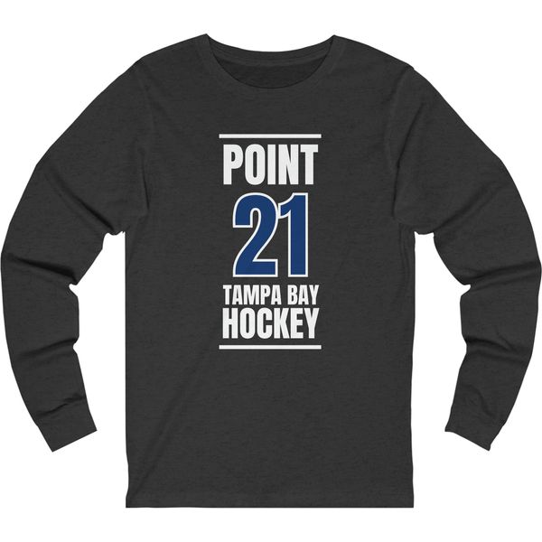 Point 21 Tampa Bay Hockey Blue Vertical Design Unisex Jersey Long Sleeve Shirt