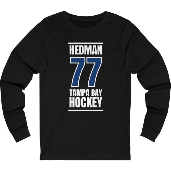Hedman 77 Tampa Bay Hockey Blue Vertical Design Unisex Jersey Long Sleeve Shirt