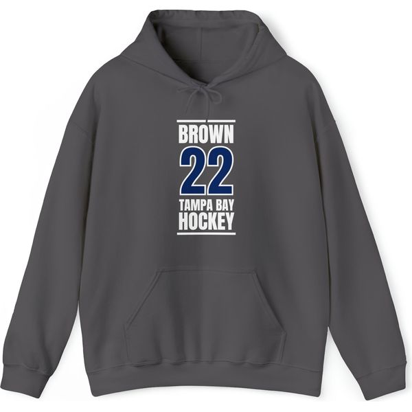 Brown 22 Tampa Bay Hockey Blue Vertical Design Unisex Hooded Sweatshirt