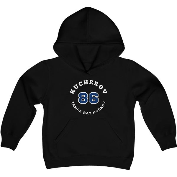Kucherov 86 Tampa Bay Hockey Number Arch Design Youth Hooded Sweatshirt