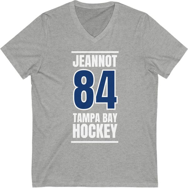 Jeannot 84 Tampa Bay Hockey Blue Vertical Design Unisex V-Neck Tee