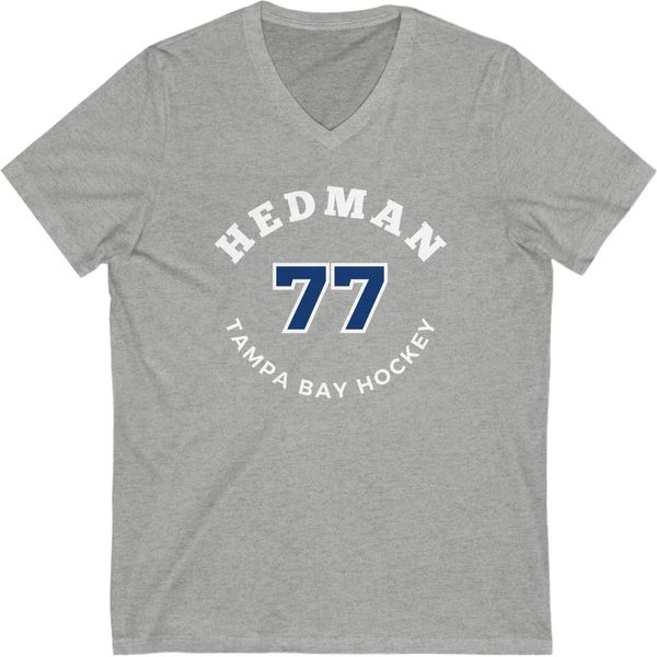 Hedman 77 Tampa Bay Hockey Number Arch Design Unisex V-Neck Tee