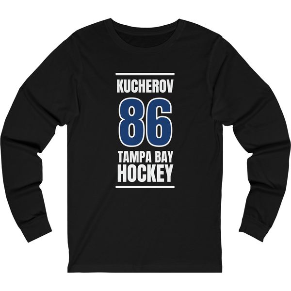 Kucherov 86 Tampa Bay Hockey Blue Vertical Design Unisex Jersey Long Sleeve Shirt