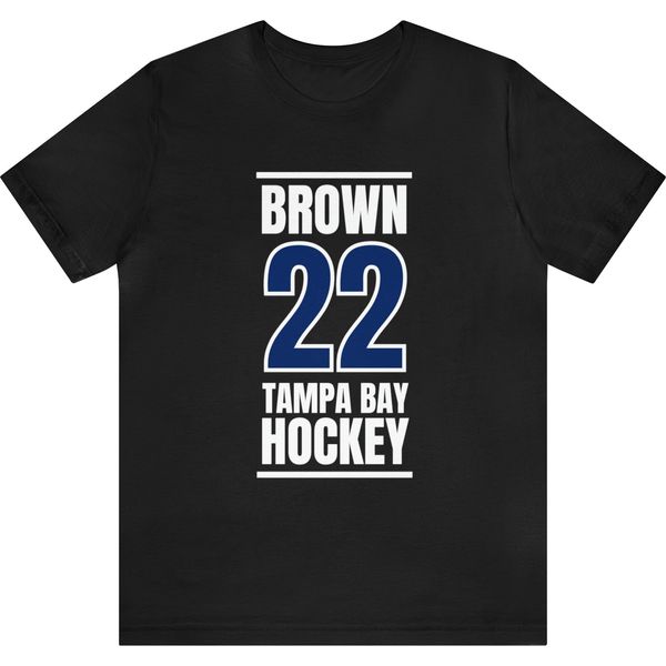 Brown 22 Tampa Bay Hockey Blue Vertical Design Unisex T-Shirt