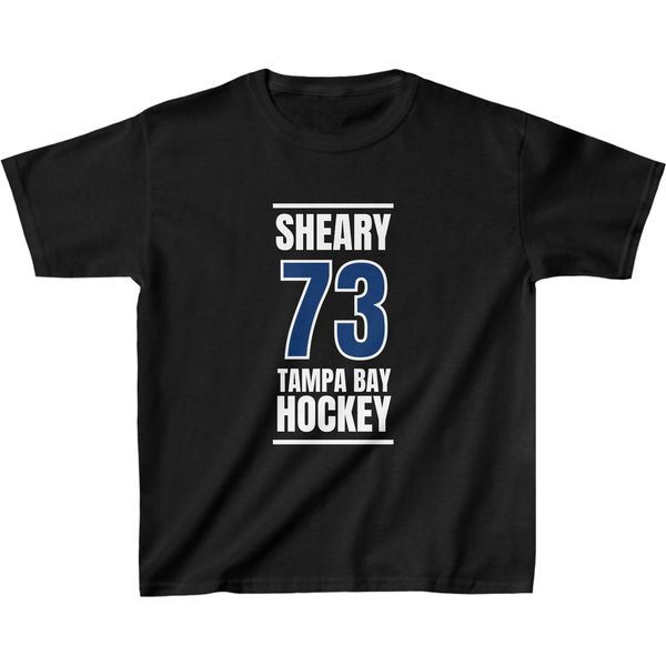 Sheary 73 Tampa Bay Hockey Blue Vertical Design Kids Tee