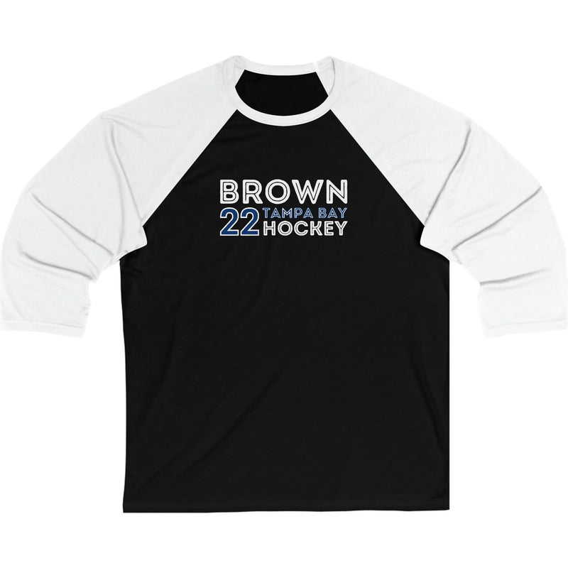 Brown 22 Tampa Bay Hockey Grafitti Wall Design Unisex Tri-Blend 3/4 Sleeve Raglan Baseball Shirt