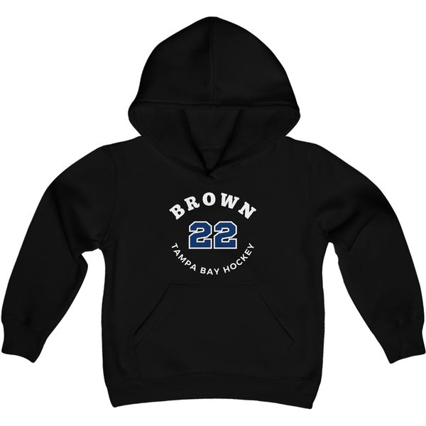 Brown 22 Tampa Bay Hockey Number Arch Design Youth Hooded Sweatshirt