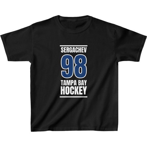 Sergachev 98 Tampa Bay Hockey Blue Vertical Design Kids Tee