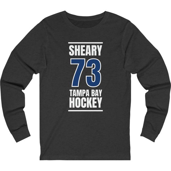 Sheary 73 Tampa Bay Hockey Blue Vertical Design Unisex Jersey Long Sleeve Shirt