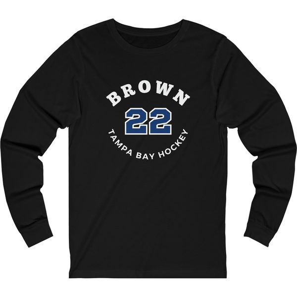 Brown 22 Tampa Bay Hockey Number Arch Design Unisex Jersey Long Sleeve Shirt