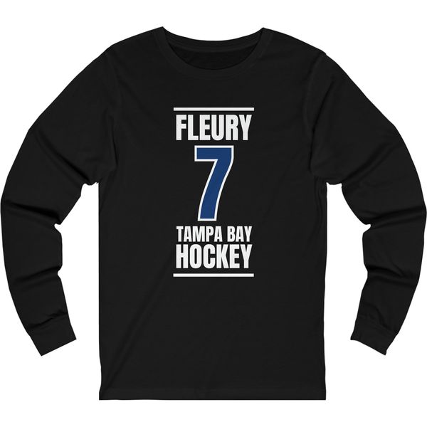 Fleury 7 Tampa Bay Hockey Blue Vertical Design Unisex Jersey Long Sleeve Shirt