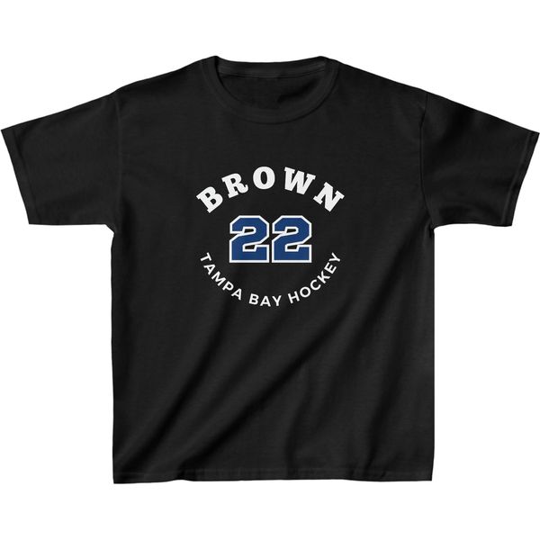 Brown 22 Tampa Bay Hockey Number Arch Design Kids Tee