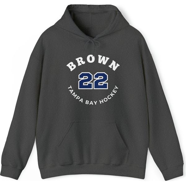 Brown 22 Tampa Bay Hockey Number Arch Design Unisex Hooded Sweatshirt