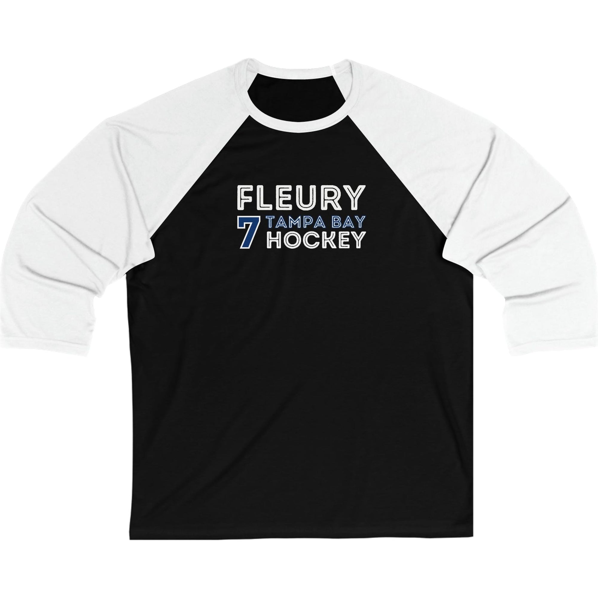 Fleury 7 Tampa Bay Hockey Grafitti Wall Design Unisex Tri-Blend 3/4 Sleeve Raglan Baseball Shirt