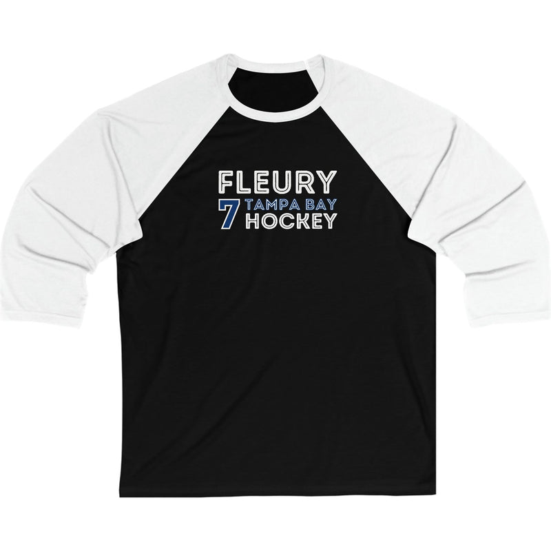Fleury 7 Tampa Bay Hockey Grafitti Wall Design Unisex Tri-Blend 3/4 Sleeve Raglan Baseball Shirt