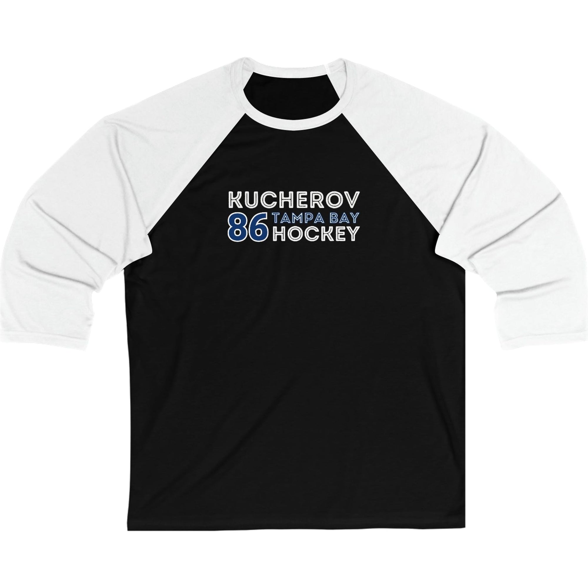 Kucherov 86 Tampa Bay Hockey Grafitti Wall Design Unisex Tri-Blend 3/4 Sleeve Raglan Baseball Shirt
