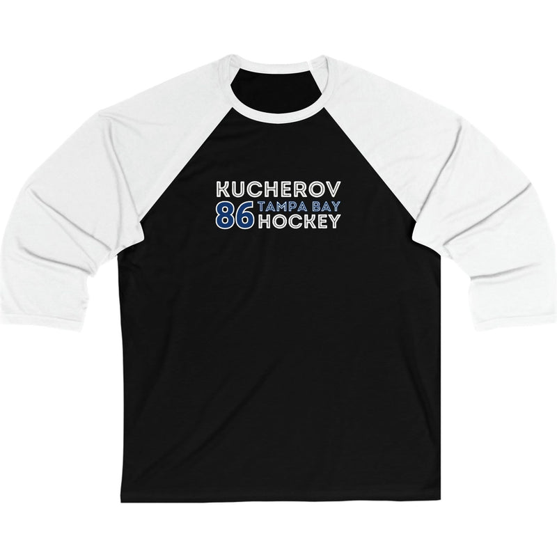 Kucherov 86 Tampa Bay Hockey Grafitti Wall Design Unisex Tri-Blend 3/4 Sleeve Raglan Baseball Shirt