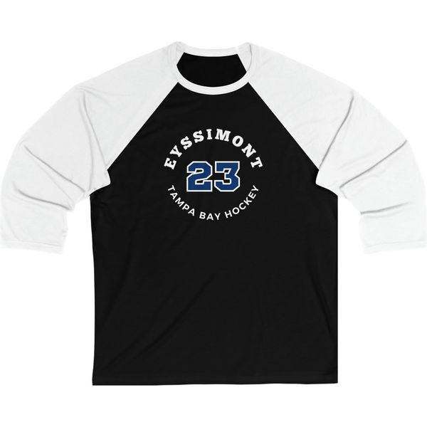Eyssimont 23 Tampa Bay Hockey Number Arch Design Unisex Tri-Blend 3/4 Sleeve Raglan Baseball Shirt